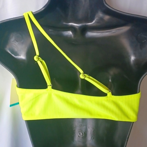 One shoulder bikini bra top swim wear neon yellow - Picture 3 of 4
